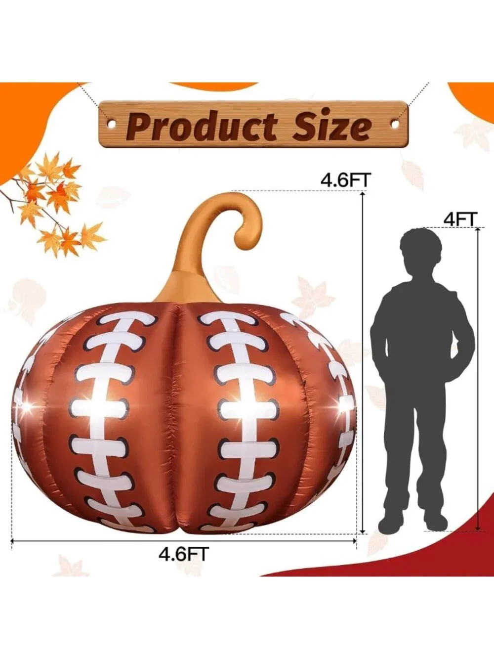 Giant Inflatable Pumpkin with LED Lights - Halloween Outdoor Decor for Garden